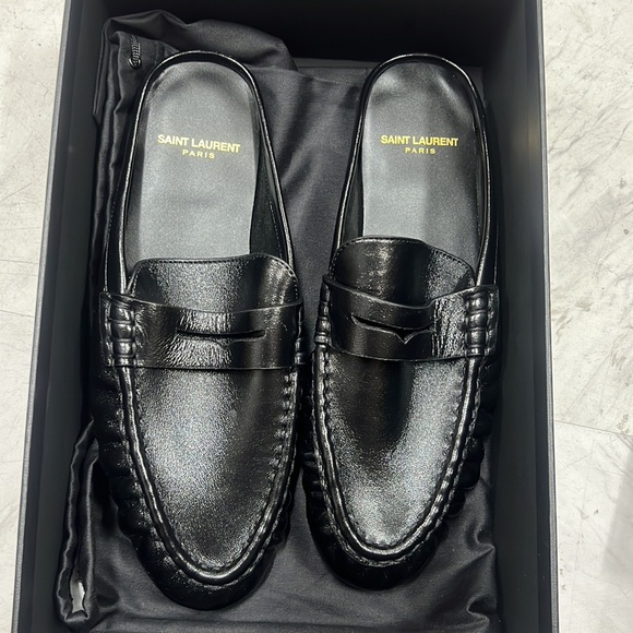 Saint Laurent Black Leather Loafers NIB 39 - Picture 4 of 6
